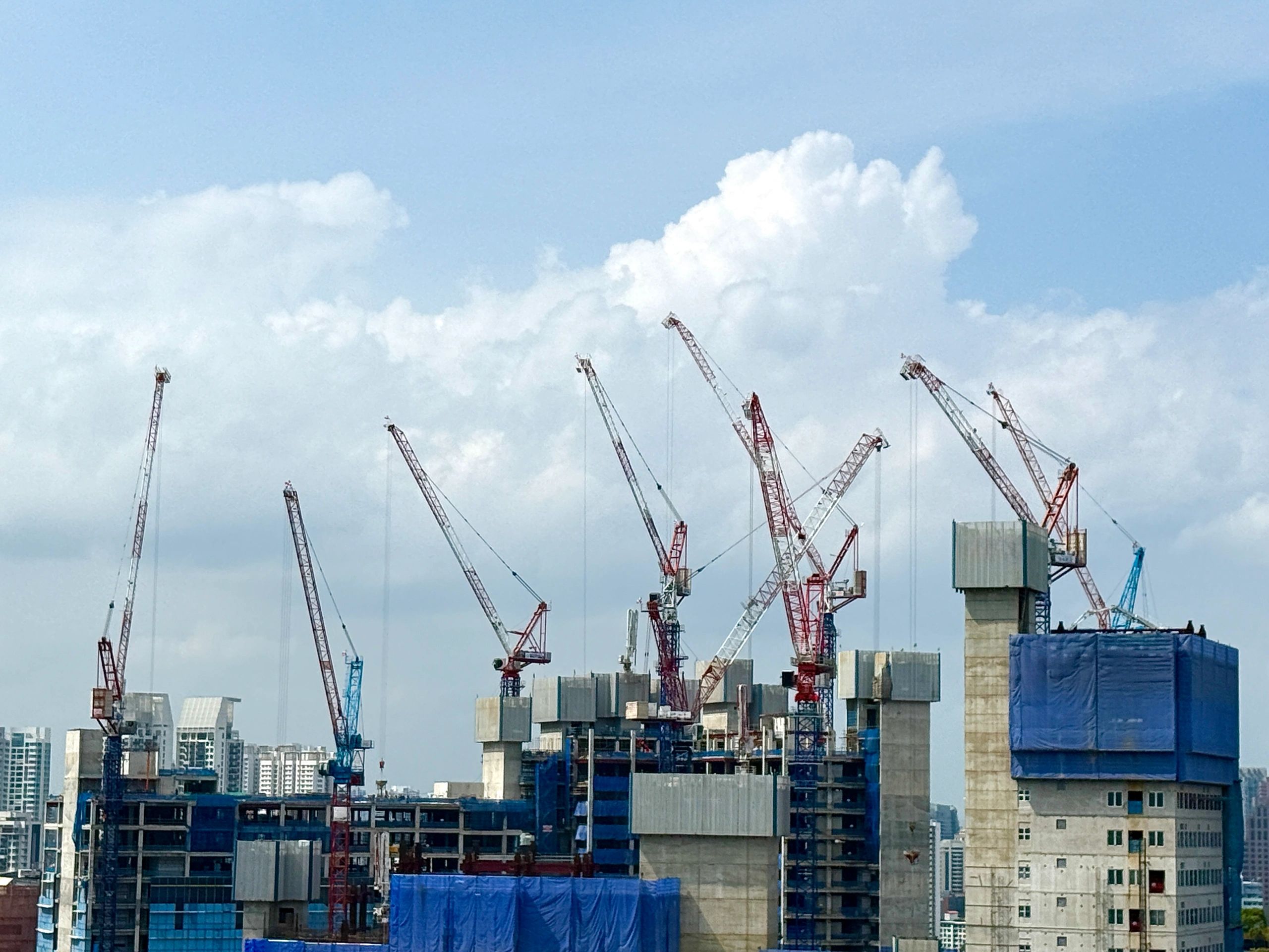 Steel frame building under construction